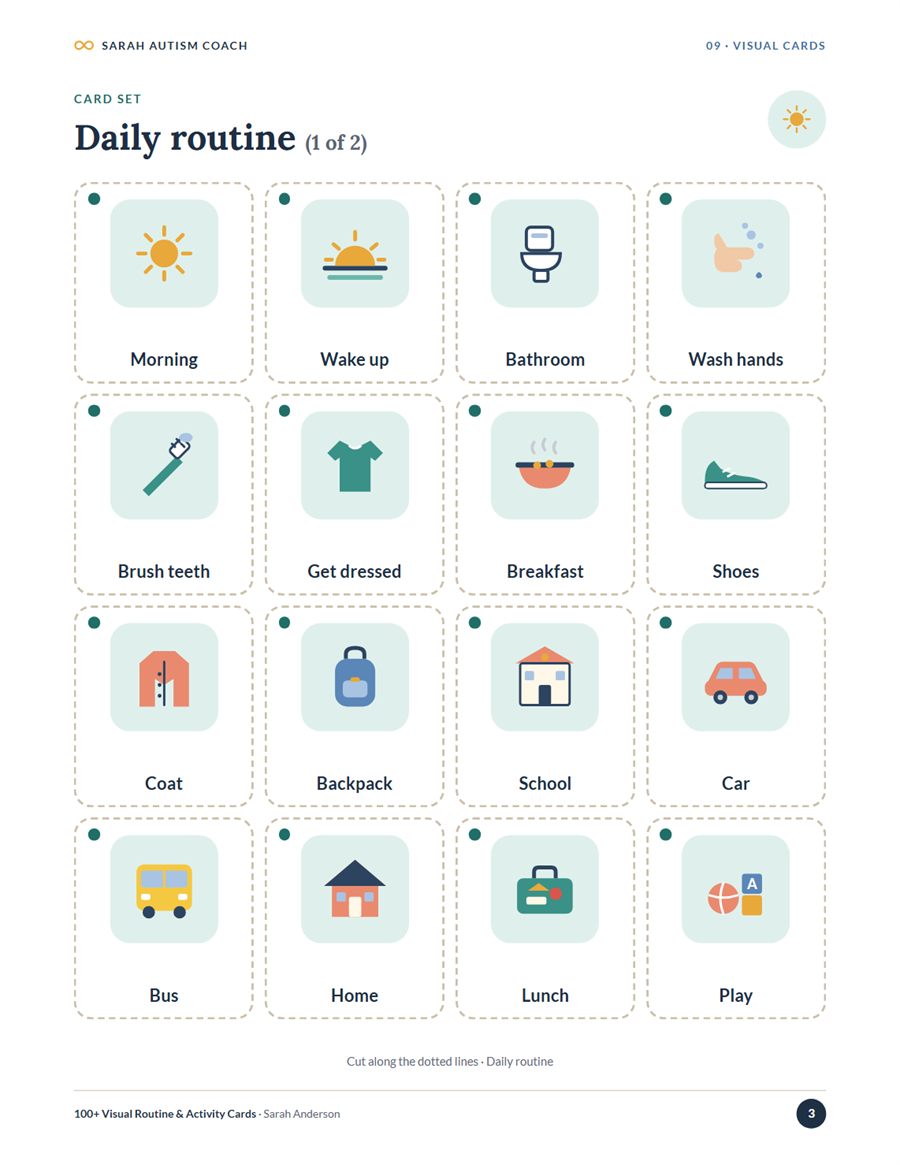 Printable cards with large text and clear pictures.